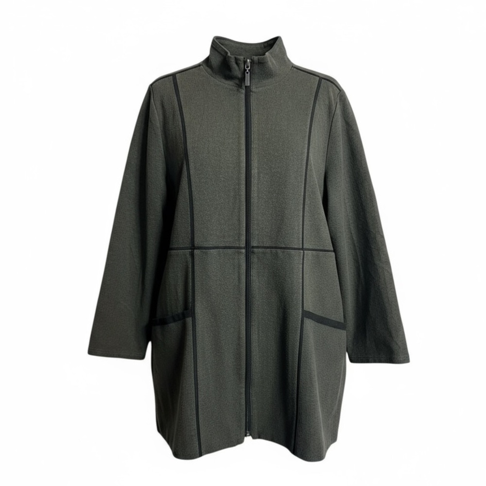 Habitat Jacket Women’s Large Full Zip Olive Green & Black Slight High Low Size L
